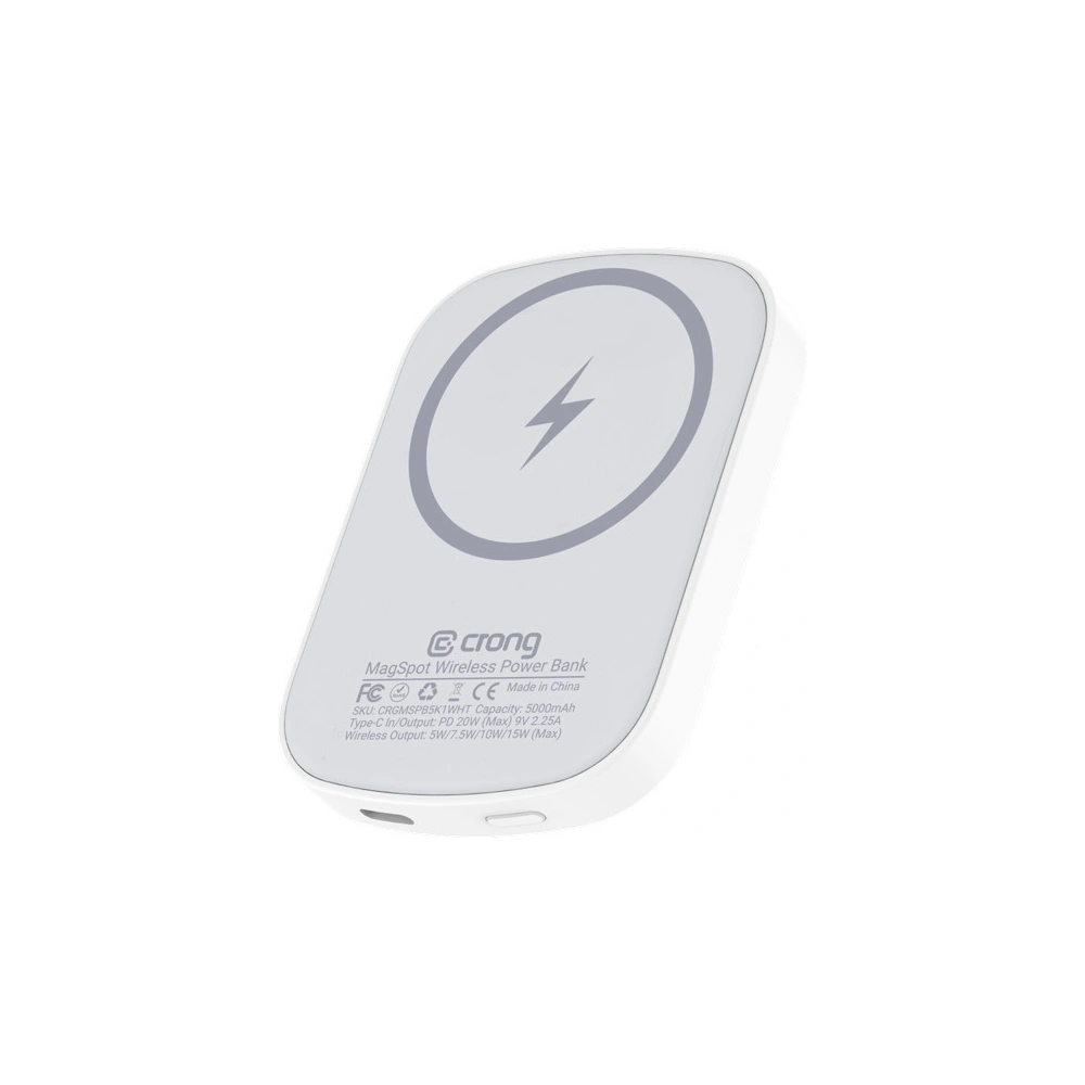 Hurtownia GSM - Powerbank magnetic Crong MagSpot Power Bank MagSafe 5000mAh USB-C 20W PD alb - CRG702 - {ean13} - Hurt