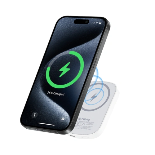 Powerbank magnetyczny Crong MagSpot Power Bank MagSafe 5000mAh USB-C 20W PD biały