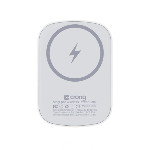 Powerbank magnetyczny Crong MagSpot Power Bank MagSafe 5000mAh USB-C 20W PD biały