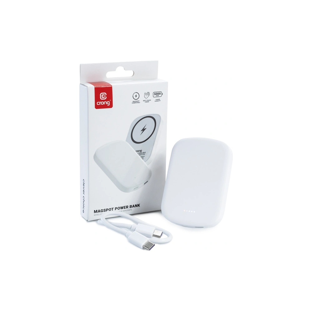 Hurtownia GSM - Powerbank magnetic Crong MagSpot Power Bank MagSafe 5000mAh USB-C 20W PD alb - CRG702 - {ean13} - Hurt