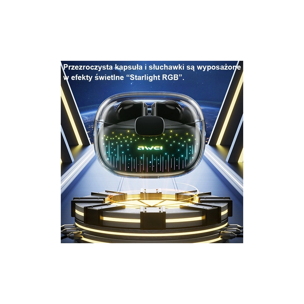 Hurtownia GSM - AWEI T52 Pro2 TWS Bluetooth 5.3 fülhallgató + dokkoló állomás fekete - AWEI183 - {ean13} - Hurt