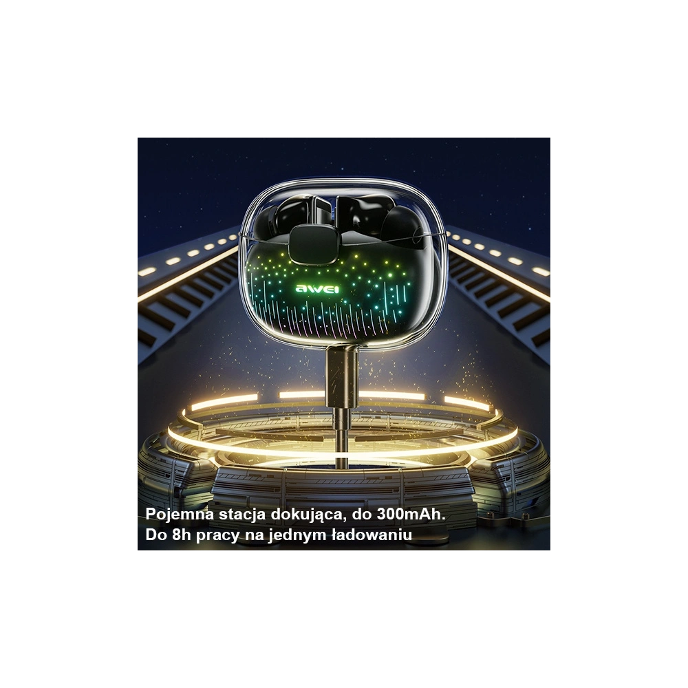 Hurtownia GSM - Căști in-ear AWEI T52 Pro2 TWS Bluetooth 5.3 + stație de încărcare neagră/black - AWEI183 - {ean13} - Hurt