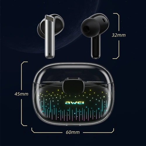 Słuchawki dokanałowe AWEI T52 Pro2 TWS Bluetooth 5.3 + stacja dokująca czarny/black