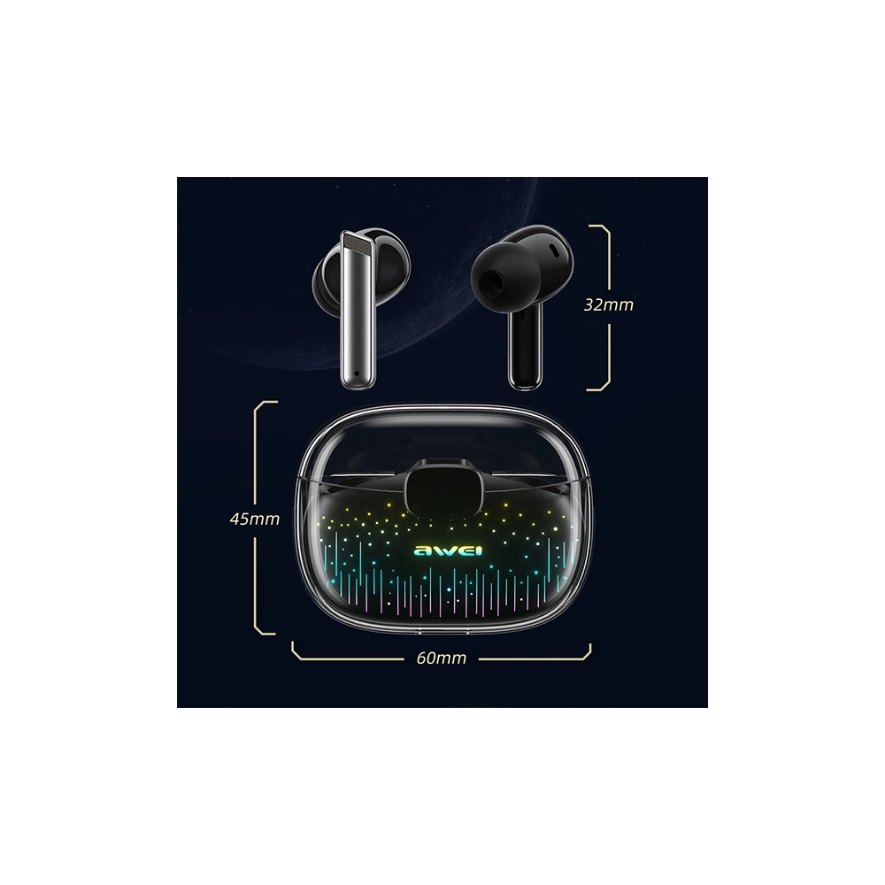 Hurtownia GSM - AWEI T52 Pro2 TWS Bluetooth 5.3 fülhallgató + dokkoló állomás fekete - AWEI183 - {ean13} - Hurt