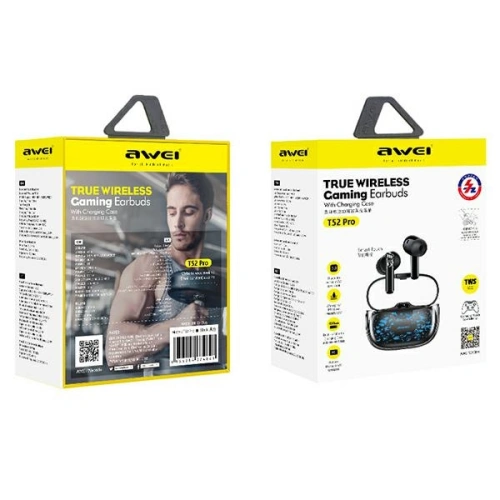 Słuchawki dokanałowe AWEI T52 Pro2 TWS Bluetooth 5.3 + stacja dokująca czarny/black