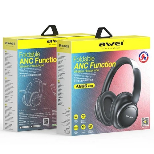 Słuchawki nauszne AWEI A996 Pro ANC Bluetooth czarny/black