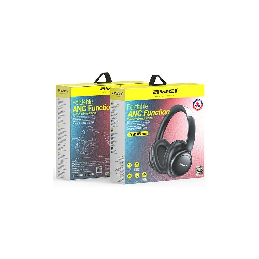 Hurtownia GSM - Náhlavní sluchátka AWEI A996 Pro ANC Bluetooth černá/black - AWEI184 - {ean13} - Hurt
