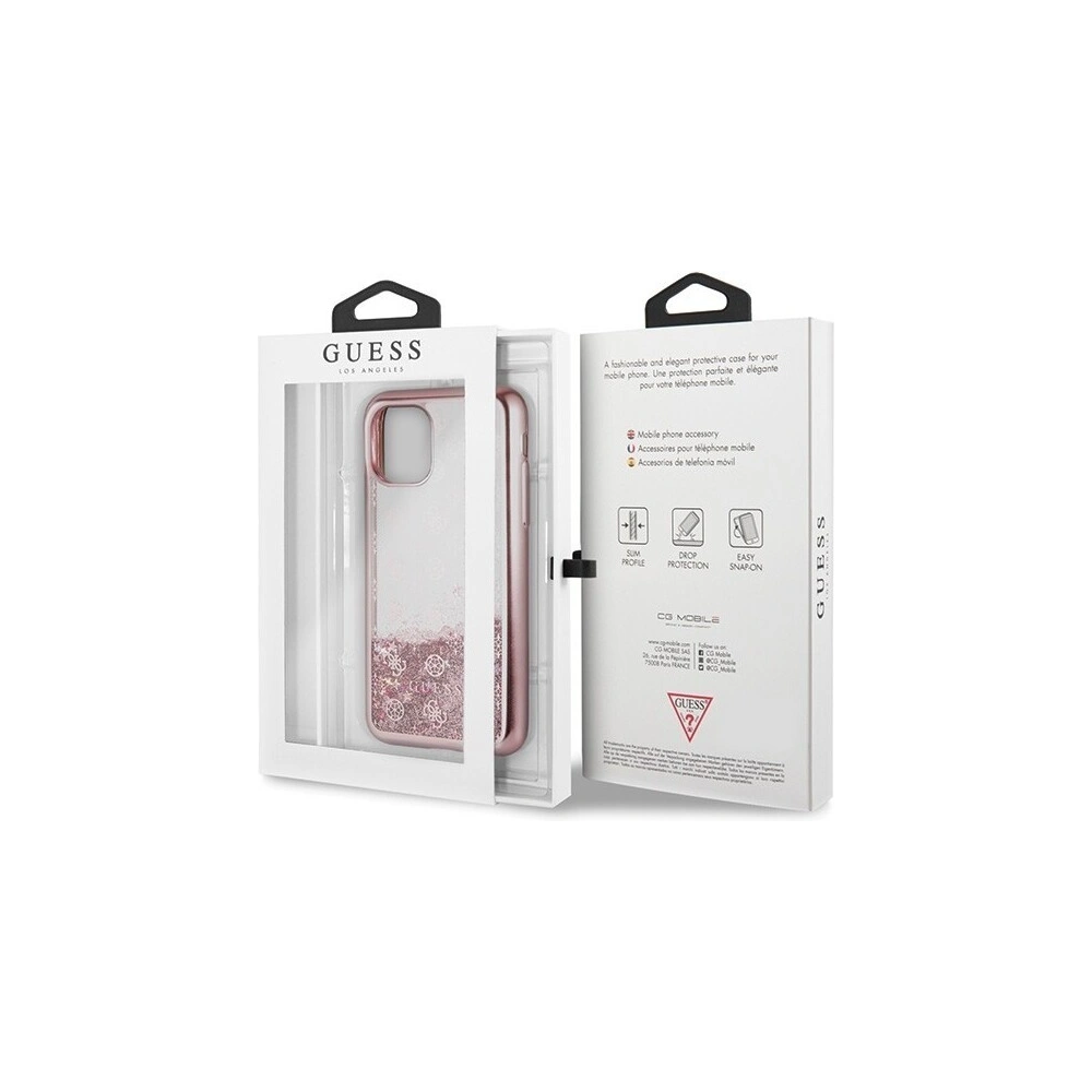 Hurtownia GSM - Etui Guess GUHCN58PEOLGPI Apple iPhone 11 Pro różowo-złoty/rose-gold hard case 4G Peony Liquid Glitter - GUE181RS - {ean13} - Hurt