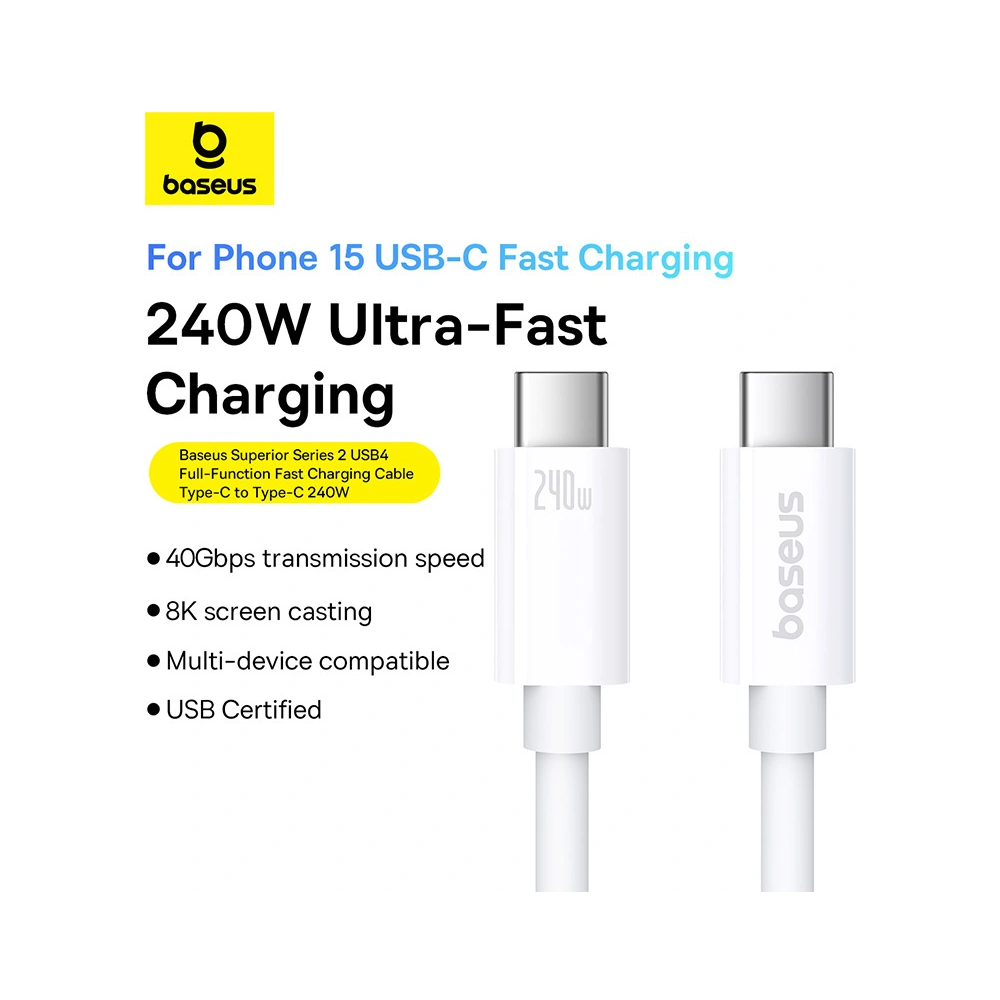 Hurtownia GSM - Cablul Baseus USB-C / USB-C PD 8K 60Hz 240W 1m alb - BSU4852 - {ean13} - Hurt