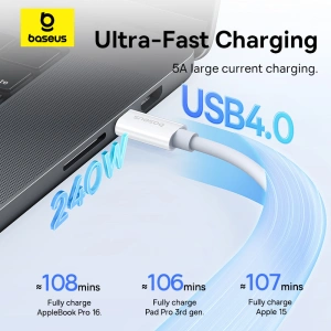 Hurtownia GSM - Kabel Baseus USB-C / USB-C PD 8K 60Hz 240W 1m bílý - BSU4852 - {ean13} - Hurt
