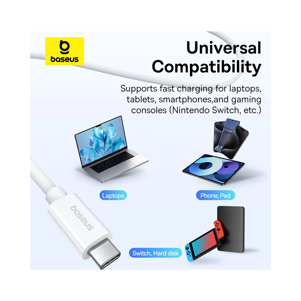 Hurtownia GSM - Cablul Baseus USB-C / USB-C PD 8K 60Hz 240W 1m alb - BSU4852 - {ean13} - Hurt