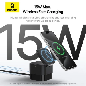 Hurtownia GSM - Vezeték nélküli töltő Baseus BS-W531 USB-C 2w1 MagSafe / Qi 20W fekete - BSU4853 - {ean13} - Hurt