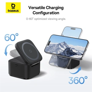 Hurtownia GSM - Vezeték nélküli töltő Baseus BS-W531 USB-C 2w1 MagSafe / Qi 20W fekete - BSU4853 - {ean13} - Hurt