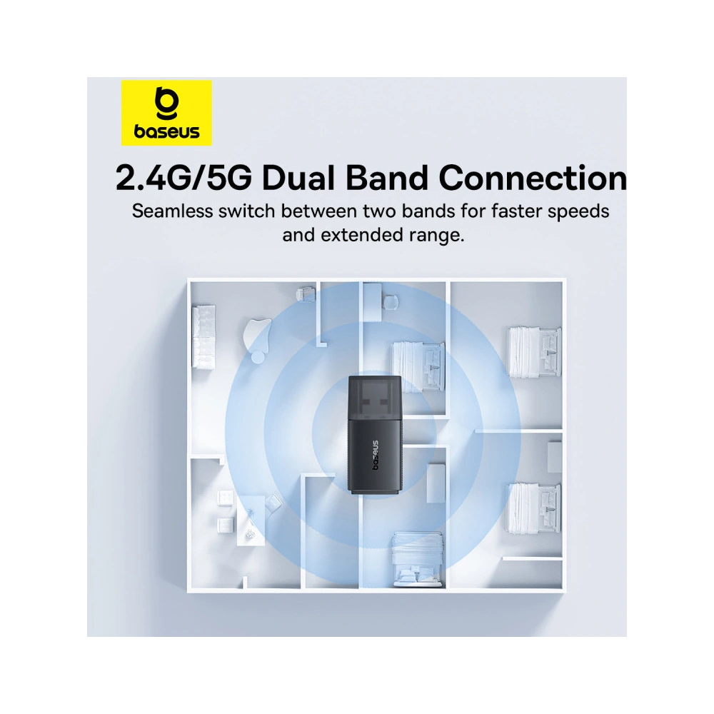 Hurtownia GSM - Externí USB-A síťová karta Baseus BS-OH170 2.4Ghz / 5GHz 650Mb/s černá - BSU4854 - {ean13} - Hurt