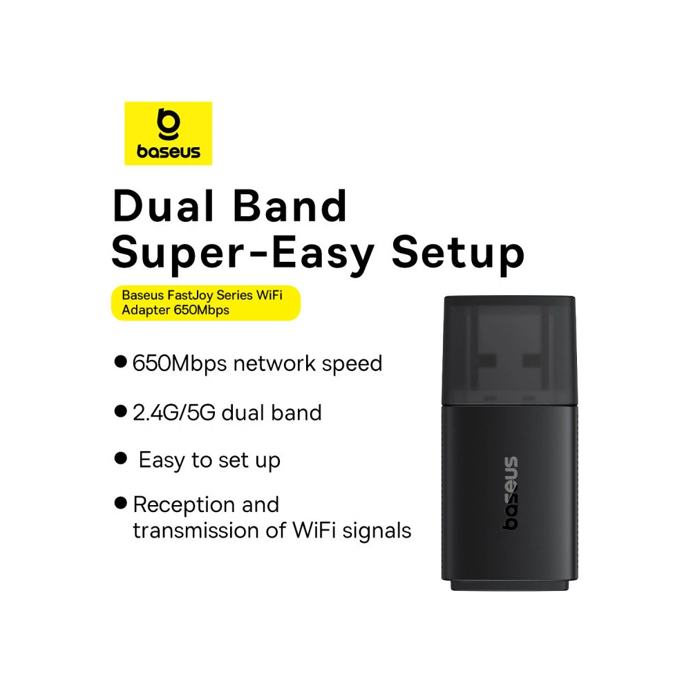 Hurtownia GSM - Externí USB-A síťová karta Baseus BS-OH170 2.4Ghz / 5GHz 650Mb/s černá - BSU4854 - {ean13} - Hurt