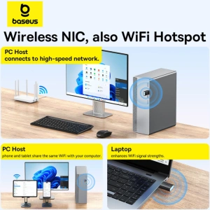 Hurtownia GSM - Externe USB-A-Netzwerkkarte Baseus BS-OH170 2.4Ghz / 5GHz 650Mb/s schwarz - BSU4854 - {ean13} - Hurt