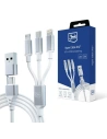 Kabel 3MK Hyper 3w1 USB-A - USB-C / USB-C, microUSB, Lightning 1.5m Biały/White