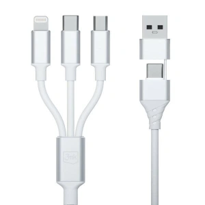 Hurtownia GSM - Kábel 3MK Hyper 3w1 USB-A - USB-C / USB-C, microUSB, Lightning 1.5m Fehér/White - 3MK5800 - {ean13} - Hurt