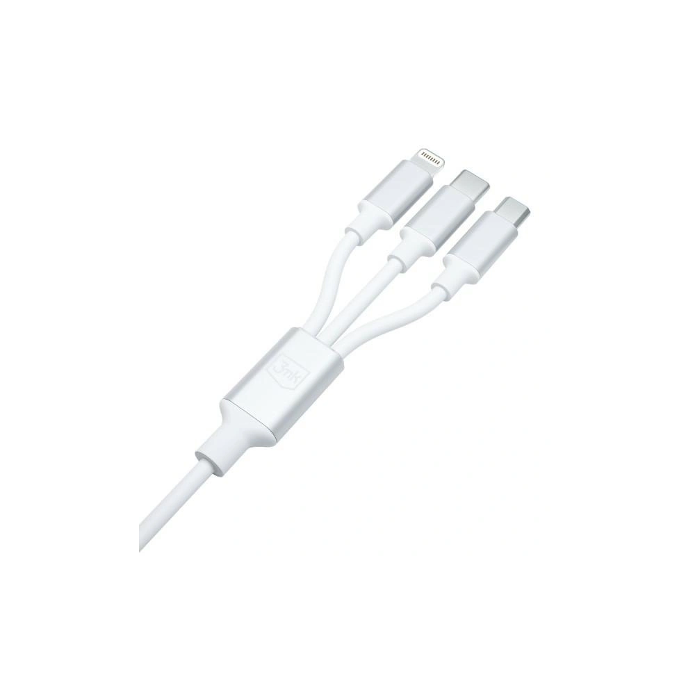 Hurtownia GSM - Cablul 3MK Hyper 3w1 USB-A - USB-C / USB-C, microUSB, Lightning 1.5m Alb/White - 3MK5800 - {ean13} - Hurt
