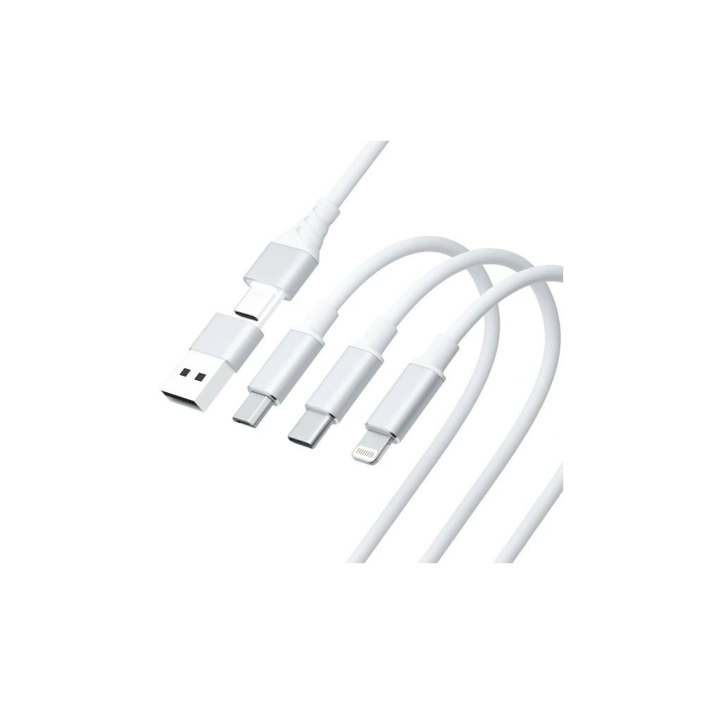 Hurtownia GSM - Cablul 3MK Hyper 3w1 USB-A - USB-C / USB-C, microUSB, Lightning 1.5m Alb/White - 3MK5800 - {ean13} - Hurt