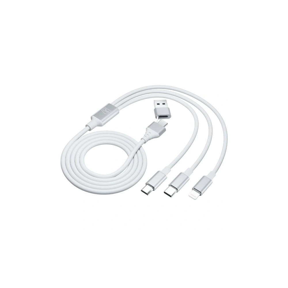 Hurtownia GSM - Cablul 3MK Hyper 3w1 USB-A - USB-C / USB-C, microUSB, Lightning 1.5m Alb/White - 3MK5800 - {ean13} - Hurt