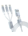 Hurtownia GSM - Kabel 3MK Hyper 3w1 USB-A - USB-C / USB-C, microUSB, Lightning 1.5m Biały/White - 3MK5800 - {ean13} - Hurt
