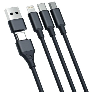 Hurtownia GSM - Kábel 3MK Hyper 3w1 USB-A - USB-C / USB-C, microUSB, Lightning 1.5m Fekete/Black - 3MK5801 - {ean13} - Hurt