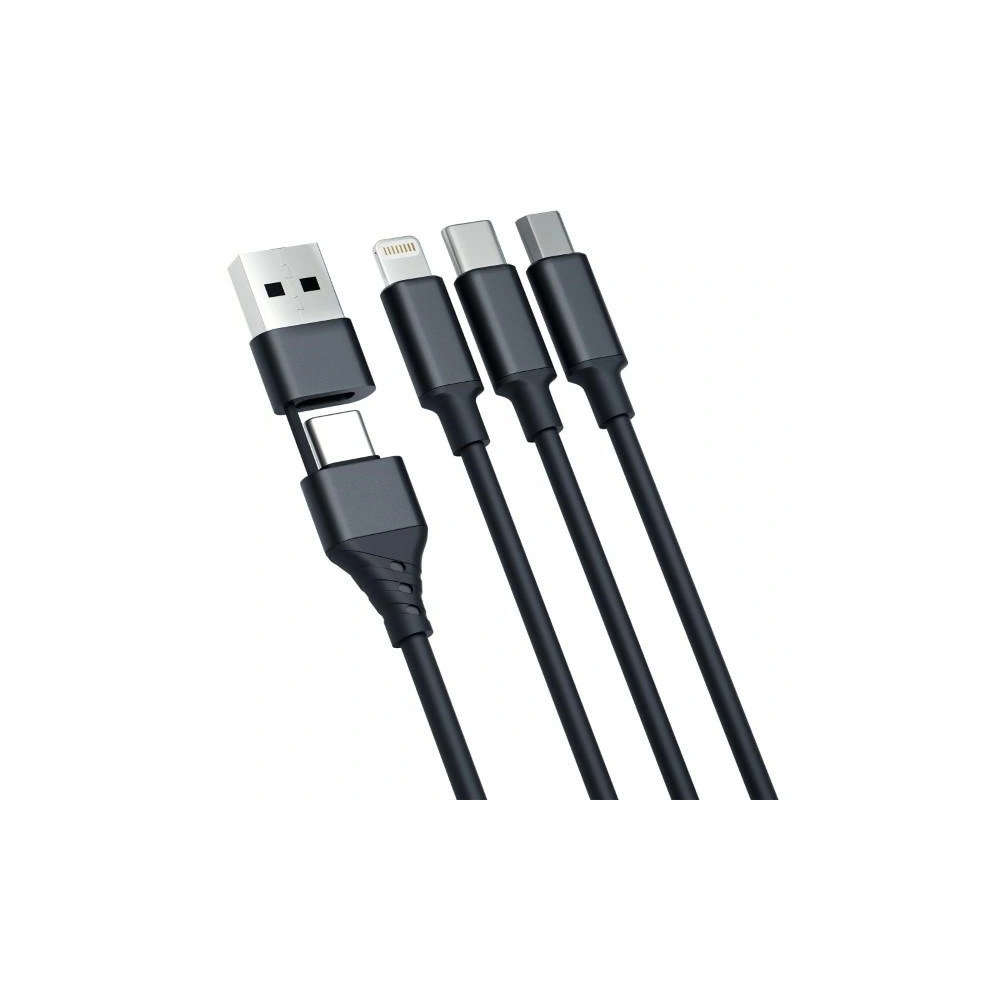Hurtownia GSM - Kabel 3MK Hyper 3w1 USB-A - USB-C / USB-C, microUSB, Lightning 1.5m Schwarz/Black - 3MK5801 - {ean13} - Hurt