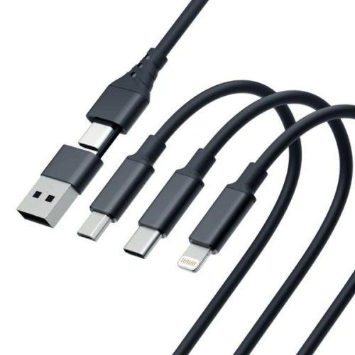 Kabel 3MK Hyper 3w1 USB-A - USB-C / USB-C, microUSB, Lightning 1.5m Czarny/Black