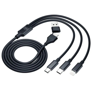 Hurtownia GSM - Kábel 3MK Hyper 3w1 USB-A - USB-C / USB-C, microUSB, Lightning 1.5m Fekete/Black - 3MK5801 - {ean13} - Hurt