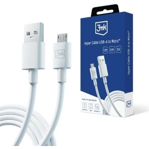 Hurtownia GSM - Kabel 3MK Hyper USB-A / microUSB 1.2m 5V 2.4A Weiß/White - 3MK5802 - {ean13} - Hurt