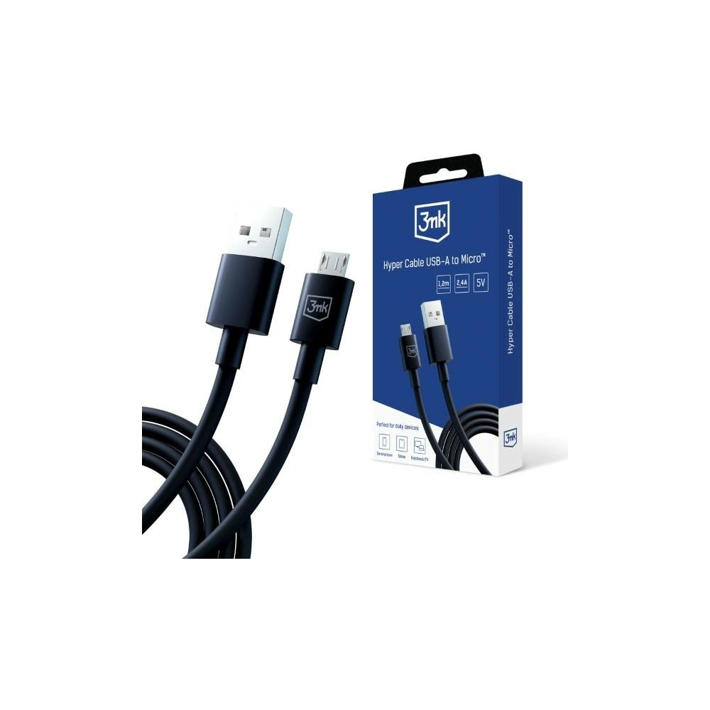 Hurtownia GSM - Kabel 3MK Hyper USB-A / microUSB 1.2m 5V 2.4A Schwarz/Black - 3MK5803 - {ean13} - Hurt