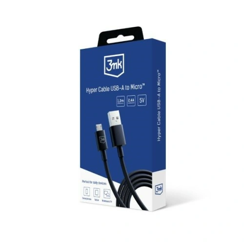 Kabel 3MK Hyper USB-A / microUSB 1.2m 5V 2.4A Czarny/Black
