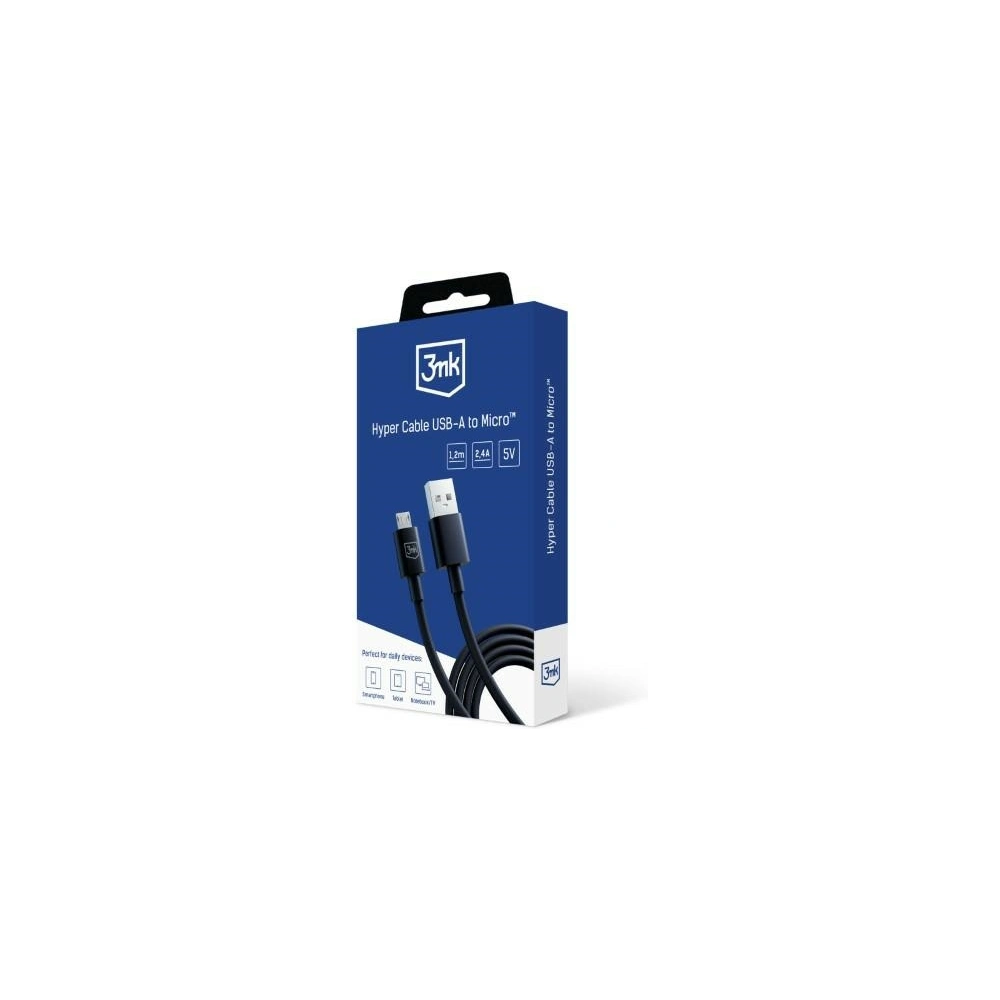 Hurtownia GSM - Kabel 3MK Hyper USB-A / microUSB 1.2m 5V 2.4A Schwarz/Black - 3MK5803 - {ean13} - Hurt