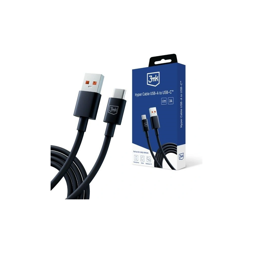 Hurtownia GSM - Kabel 3MK Hyper USB-A / USB-C 1.2m 5A Černý/Black - 3MK5804 - {ean13} - Hurt