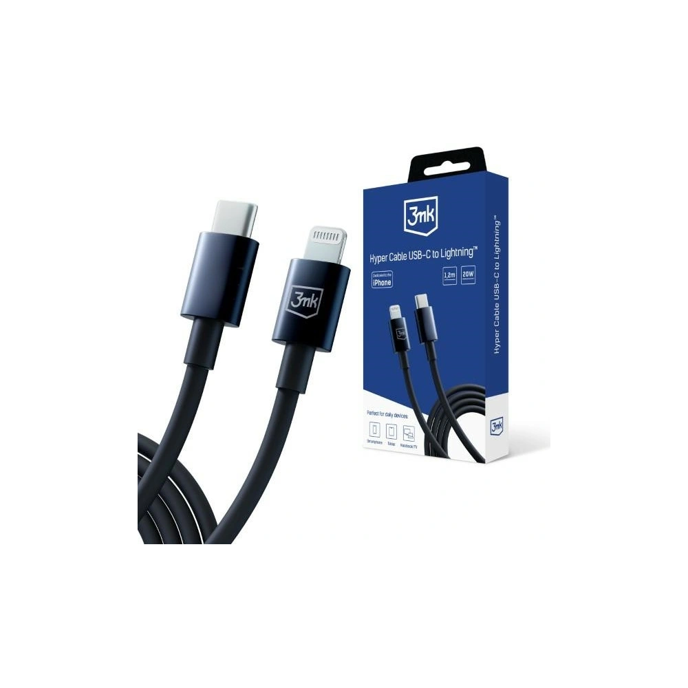 Hurtownia GSM - Kábel 3MK Hyper USB-C / Lightning 20W 1.2m Fekete/Black - 3MK5806 - {ean13} - Hurt