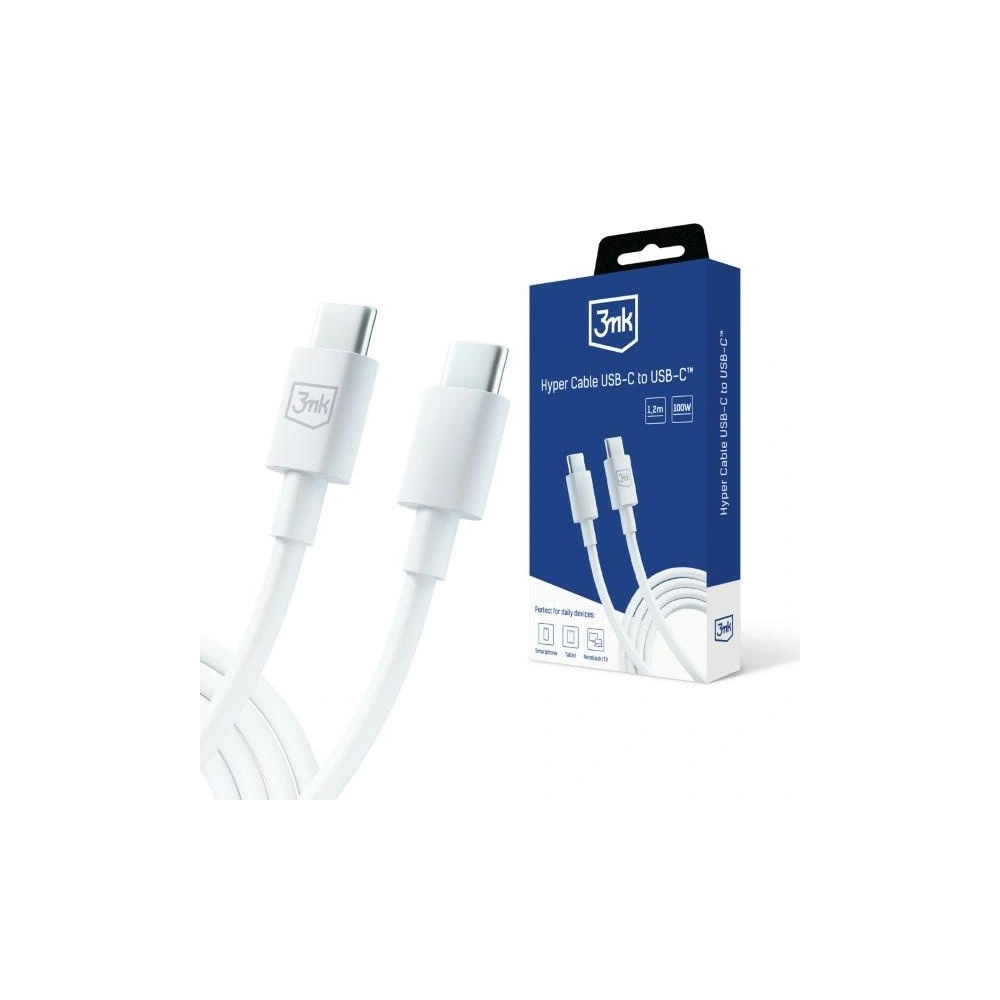 Hurtownia GSM - Cablul 3MK Hyper USB-C / USB-C 100W 1.2m Alb/White - 3MK5807 - {ean13} - Hurt