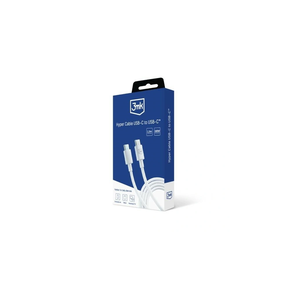 Hurtownia GSM - Cablul 3MK Hyper USB-C / USB-C 100W 1.2m Alb/White - 3MK5807 - {ean13} - Hurt