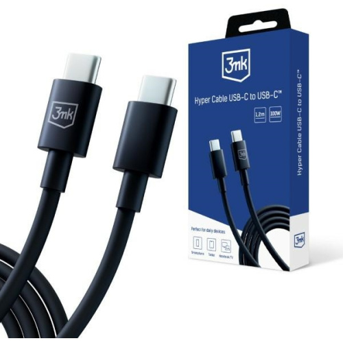 Hurtownia 3MK - 5903108541220 - 3MK5808 - Kabel 3MK Hyper USB-C / USB-C 100W 1.2m Czarny/Black - B2B homescreen