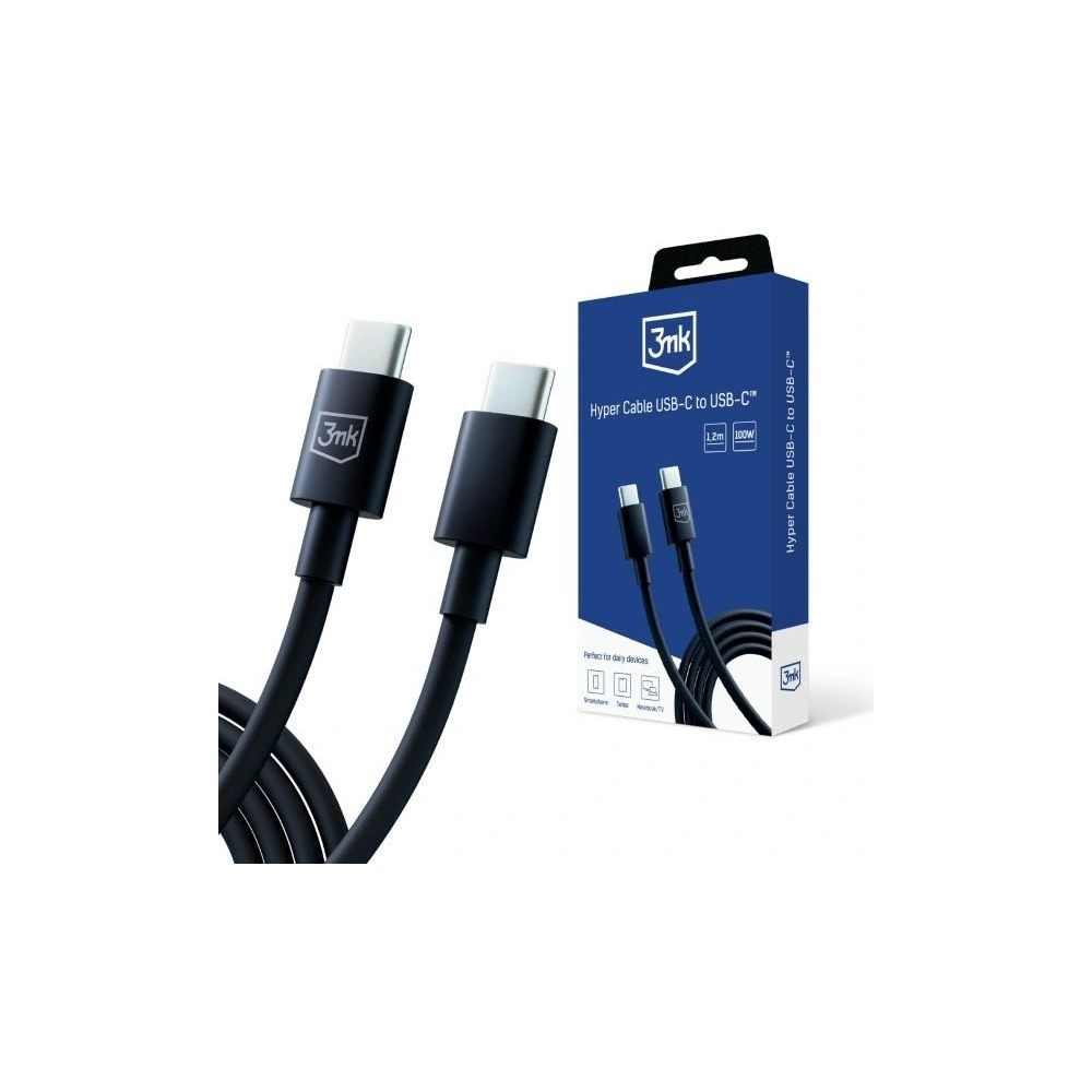 Hurtownia GSM - Kábel 3MK Hyper USB-C / USB-C 100W 1.2m Fekete/Black - 3MK5808 - {ean13} - Hurt