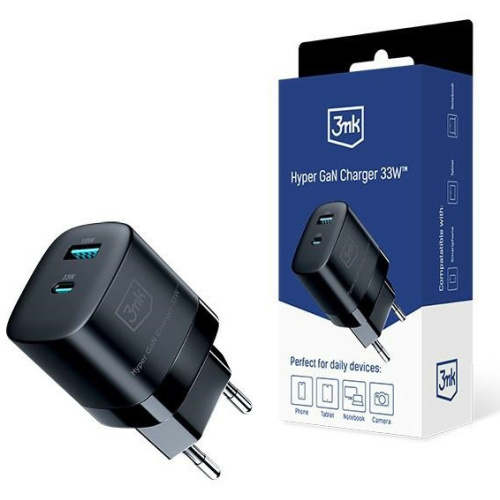 3MK Distributor - 5903108541268 - 3MK5809 - 3MK wall charger Hyper GaN Charger USB-A 18W, USB-C 33W black - B2B homescreen