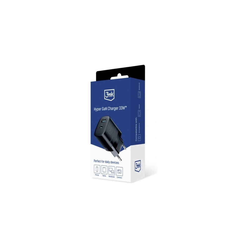 Hurtownia GSM - Netzteil 3MK Hyper GaN Charger USB-A 18W, USB-C 33W Schwarz/Black - 3MK5809 - {ean13} - Hurt