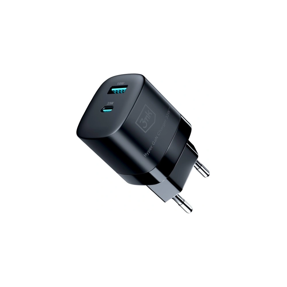 Hurtownia GSM - Netzteil 3MK Hyper GaN Charger USB-A 18W, USB-C 33W Schwarz/Black - 3MK5809 - {ean13} - Hurt