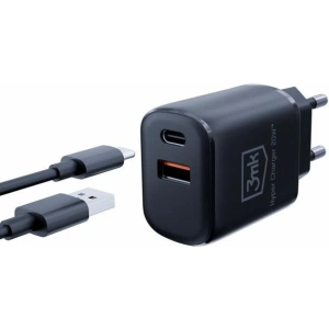 Hurtownia GSM - Nabíječka do sítě 3MK Hyper Charger USB-A, USB-C 20W PD QC černá/black - 3MK5810 - {ean13} - Hurt