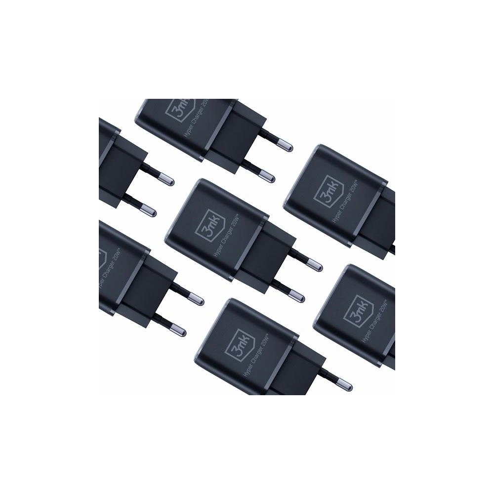Hurtownia GSM - Încărcător de rețea 3MK Hyper Charger USB-A, USB-C 20W PD QC negru/black - 3MK5810 - {ean13} - Hurt