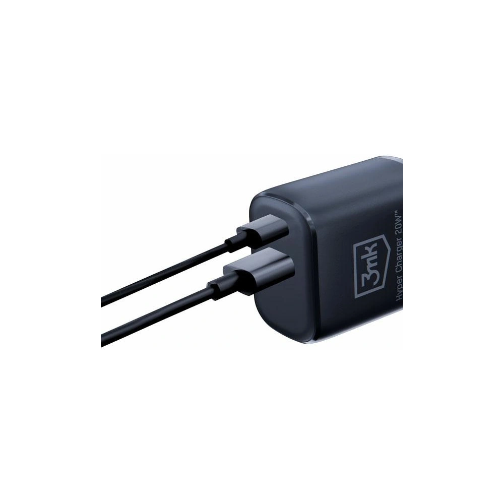 Hurtownia GSM - Încărcător de rețea 3MK Hyper Charger USB-A, USB-C 20W PD QC negru/black - 3MK5810 - {ean13} - Hurt