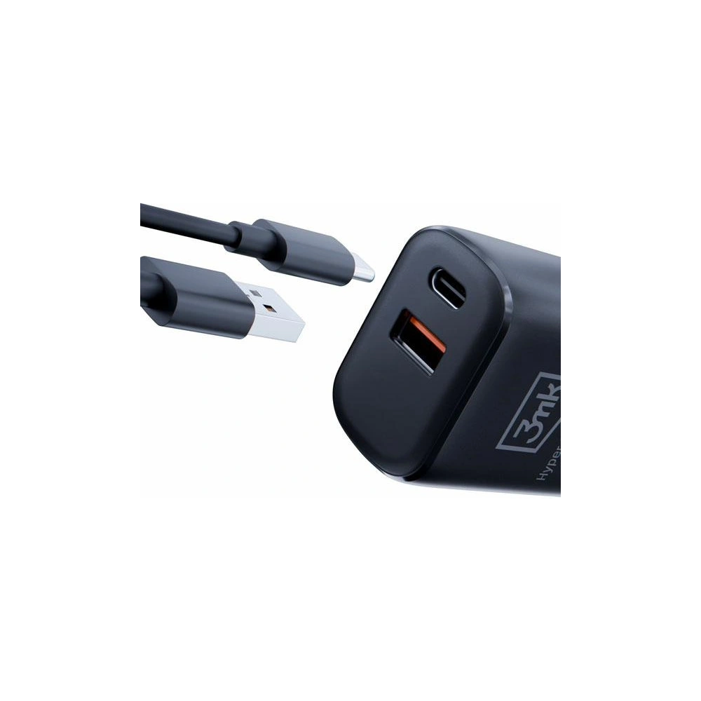 Hurtownia GSM - Încărcător de rețea 3MK Hyper Charger USB-A, USB-C 20W PD QC negru/black - 3MK5810 - {ean13} - Hurt