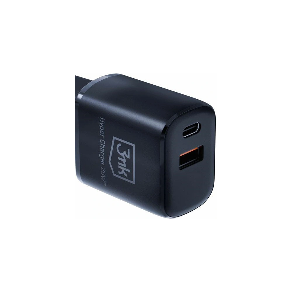 Hurtownia GSM - Încărcător de rețea 3MK Hyper Charger USB-A, USB-C 20W PD QC negru/black - 3MK5810 - {ean13} - Hurt