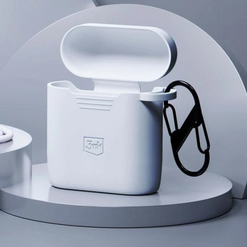 Etui 3MK Silicon Case Apple AirPods 2 + karabińczyk białe/white