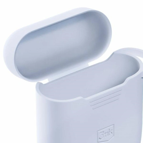 Etui 3MK Silicon Case Apple AirPods 2 + karabińczyk białe/white